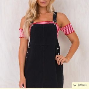 Black cat denim pinafore